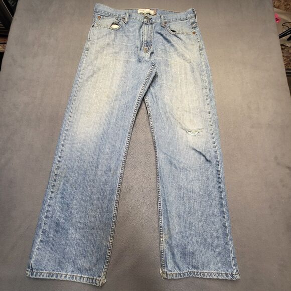 Levi's 569 Jeans Mens 35x31 Blue Denim Loose Straight Leg Distressed Thrashed - Picture 1 of 16